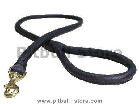 Leather Round Lead for Pitbull-Rolled Leather Leash-1/'2 inch