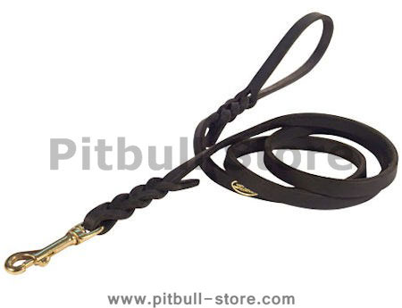 Leather Dog Leash 2 to 6 FOOT x 1/2-Inch for Pitbull Terrier