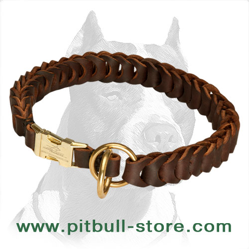 Elegant Braided Leather Choke Collar for Pitbull - Simplicity is in Fashion now!