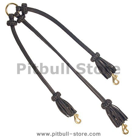 Triple Dog Leash-Leather Triple Lead for Pitbull