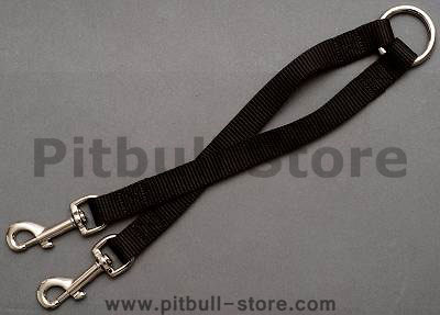 Stitched nylon coupler for walking 2 dogs-Length 12",Width 20mm