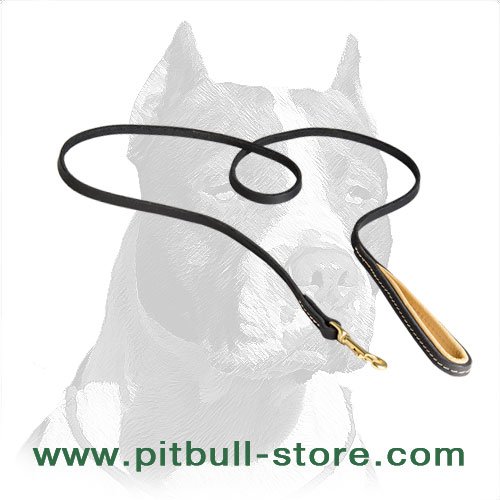 Strong Leather Pitbull Dog Leash with Durable Stitching