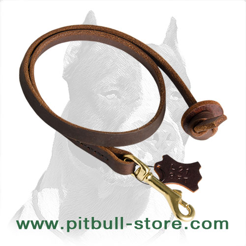 Short Leather Pitbull Dog Leash with Strong Stitches