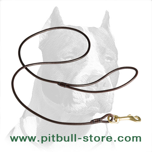 Round Edged Pitbull Dog Leash of Genuine Leather