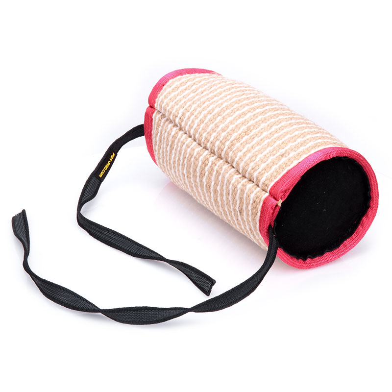 Thick Jute Dog Bite Tug Barrel with Handles for Wide Grip - Click Image to Close