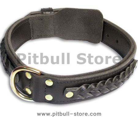 Leather Black collar 26 for PITBULL 26 inch dog collar C55s33