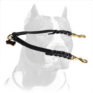 Braided Leather Pitbull Dog Coupler for Walking 2 Dogs