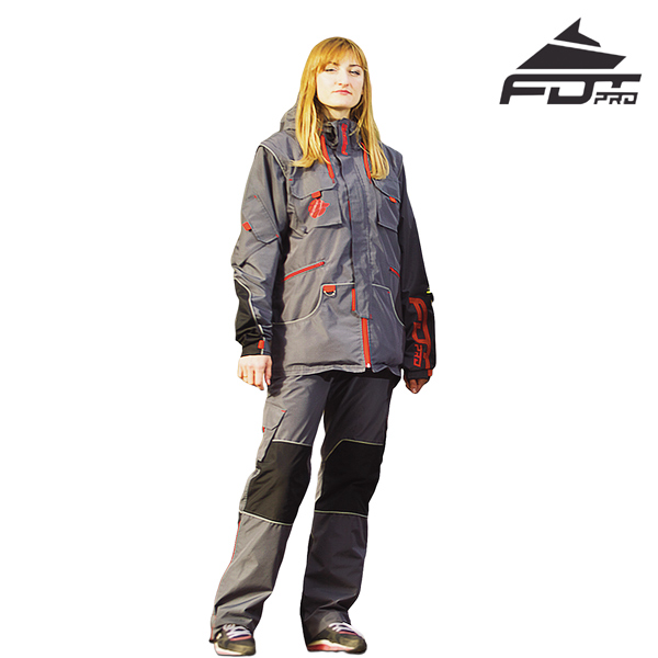 Dog Training Suit Grey Color with Reflective Strap for All Weather Use