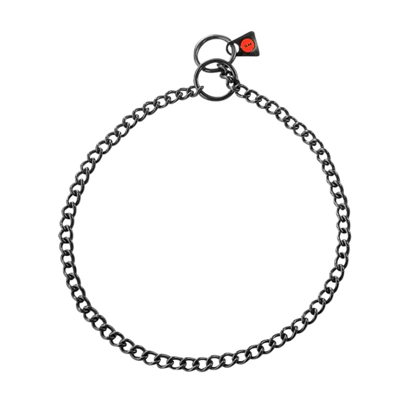 Black Stainless Steel Short Link Chain Collar with Round Chain - 2.0 mm - Click Image to Close