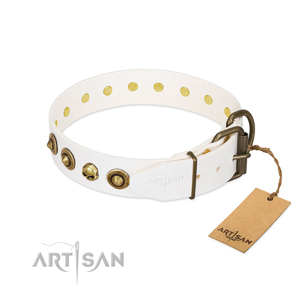 Genuine leather collar with inimitable adornments for your pet