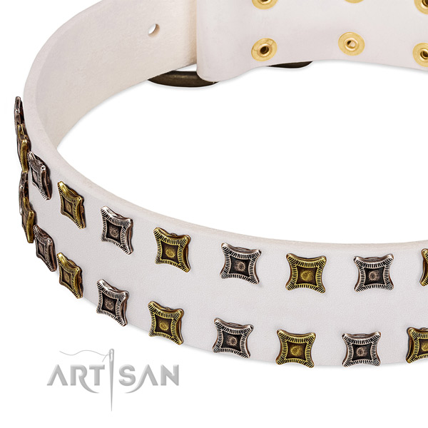 Soft genuine leather dog collar for your lovely canine