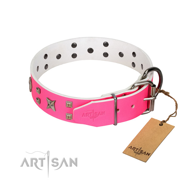 Rust resistant hardware on genuine leather dog collar for your canine