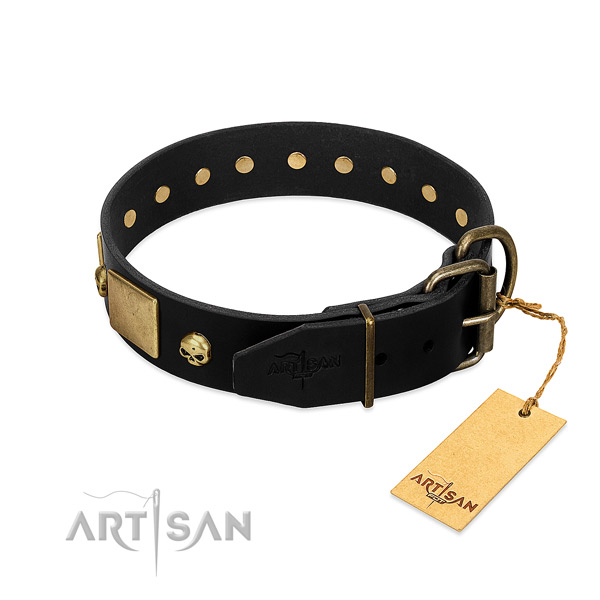 Strong D-ring on easy wearing collar for your canine