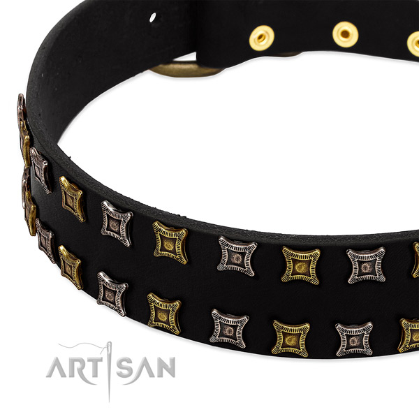 Top notch full grain natural leather dog collar for your attractive pet