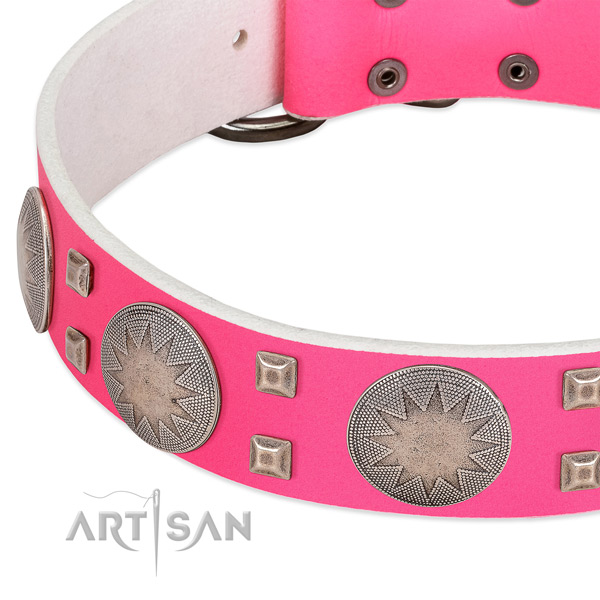 Easy wearing flexible leather dog collar