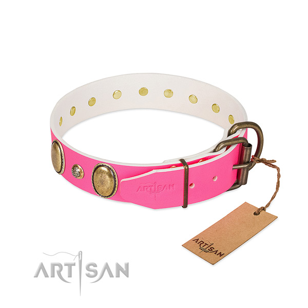 Easy wearing best quality full grain leather dog collar