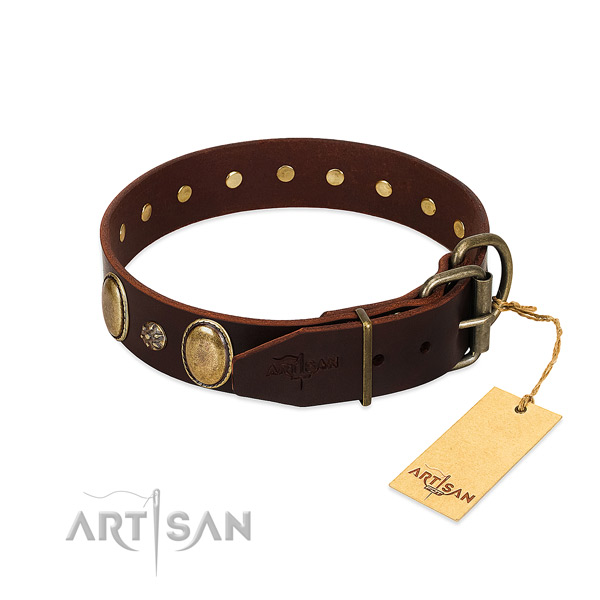 Daily walking best quality full grain genuine leather dog collar