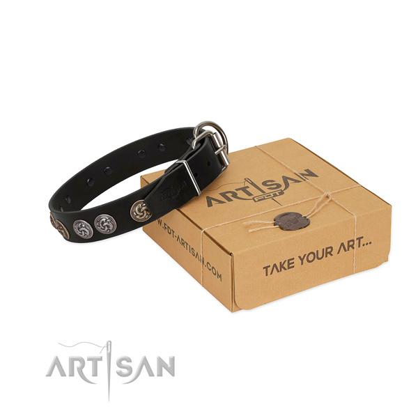 Fine quality genuine leather collar for your stylish doggie
