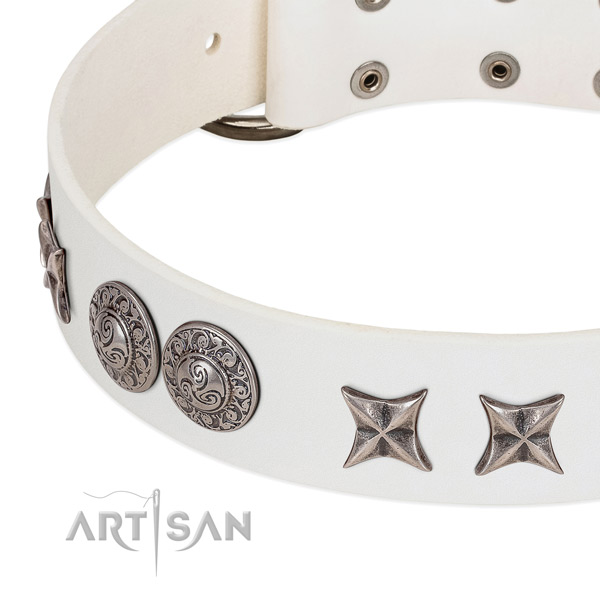 Strong full grain leather dog collar handcrafted for your dog