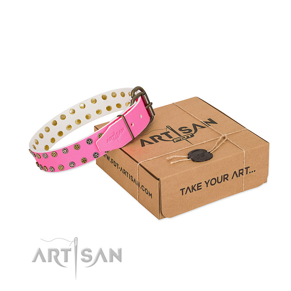 Top notch leather dog collar with embellishments