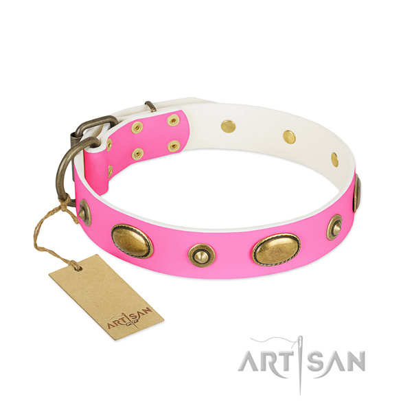 Embellished natural leather collar for your pet