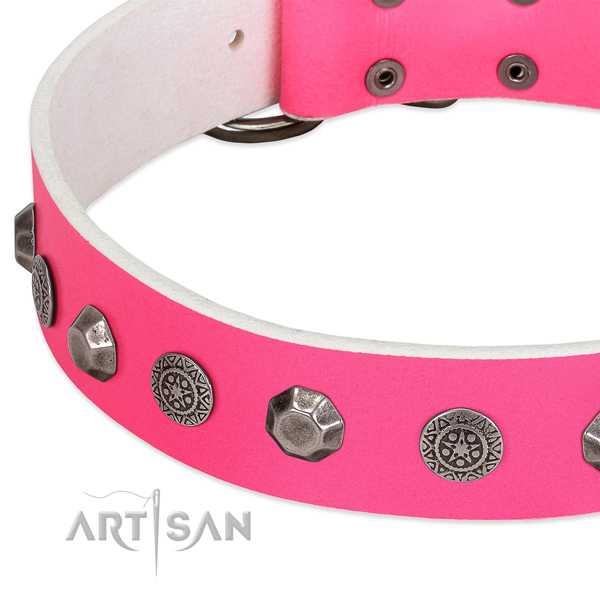 Unique genuine leather collar for your canine walking in style