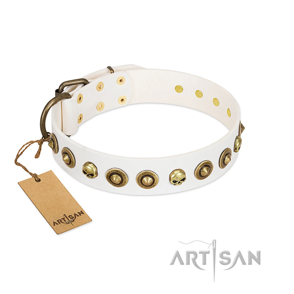 Genuine leather collar with significant decorations for your dog
