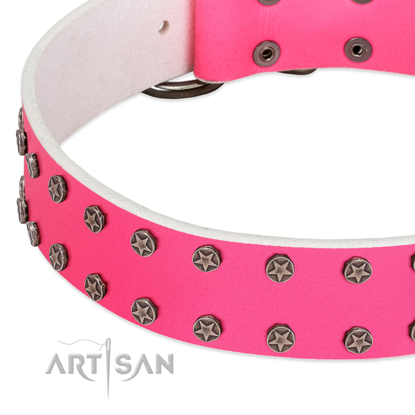Best quality leather dog collar with decorations for your doggie