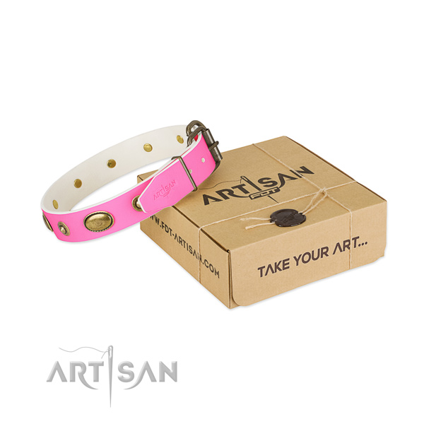 Easy wearing leather collar for your beautiful dog