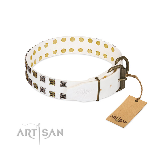 Soft leather dog collar made for your doggie