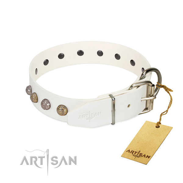 Comfy wearing quality natural genuine leather dog collar