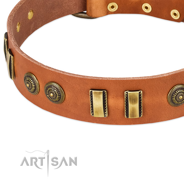 Durable buckle on full grain leather dog collar for your pet