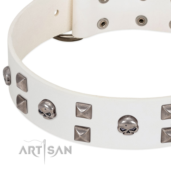 Gentle to touch full grain leather dog collar handmade for your four-legged friend