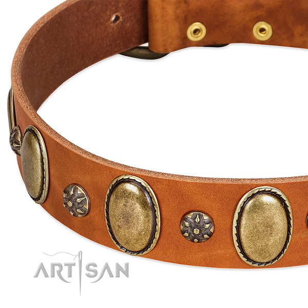 Easy wearing flexible genuine leather dog collar
