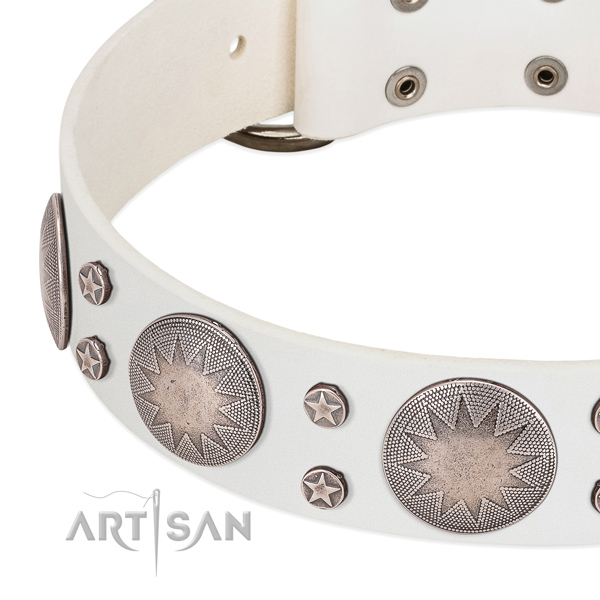 Soft full grain natural leather dog collar for your attractive pet