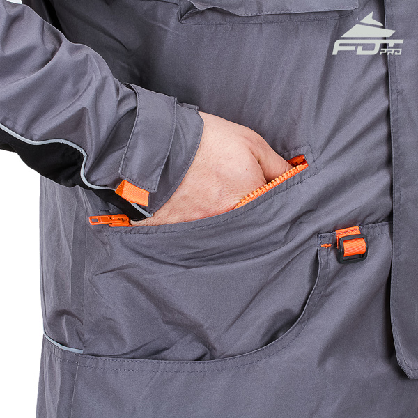 Grey Color Pro Design Dog Training Jacket with Reliable Side Pockets