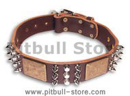 PITBULL handcrafted Brown dog collar 20 inch/20'' collar-C86