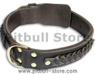 PITBULL Braided Black collar 21'' /21 inch dog collar -C55s33