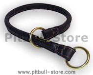 New Dog Collar Round Leather Silent Training Choke Collar 1/2''