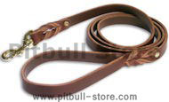 Leather dog leash width 3/4 inch with brass-plated snap hook
